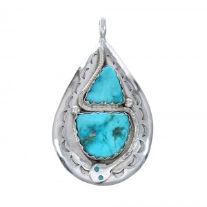 Sterling Silver Turquoise Zuni Snake Effie Calavaza Pendant AX128755