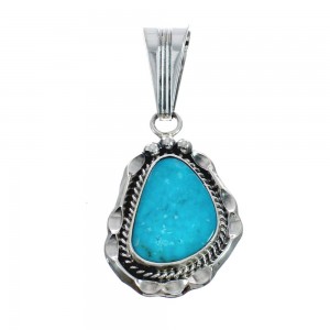 Turquoise Authentic Sterling Silver Navajo Pendant AX128900