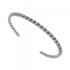 Navajo Genuine Twisted Sterling Silver Cuff Bracelet JX128724