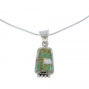 Sterling Silver Turquoise And Opal Inlay Italian Snake Chain Necklace Set AX128967