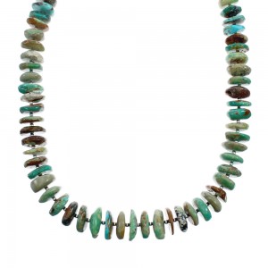 Native American Sterling Silver Turquoise Bead Necklace JX129230