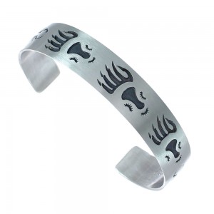 Native American Navajo Sterling Silver Bear Paw Cuff Bracelet AX129475