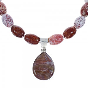 Native American Sterling Silver Heated Jasper Bead Necklace JX129830