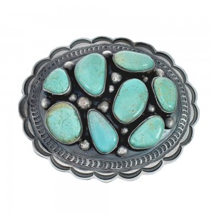 Native American Sterling Silver And Turquoise Belt Buckle AX129809
