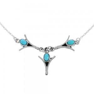 Native American Sterling Silver Turquoise Link Necklace AX129530