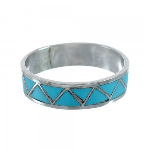 Turquoise Native American Zuni Genuine Sterling Silver Ring Size 5-3/4 JX129700