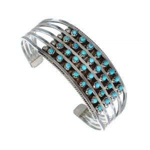 Native American Zuni Turquoise Sterling Silver Cuff Bracelet JX130573