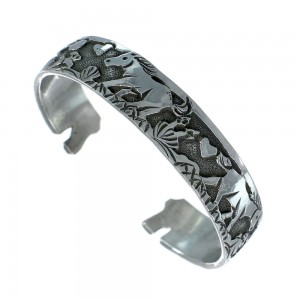 Native American Navajo Sterling Silver Horse Cuff Bracelet JX130603
