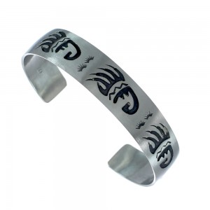 Native American Navajo Bear Paw Sterling Silver Cuff Bracelet JX130591