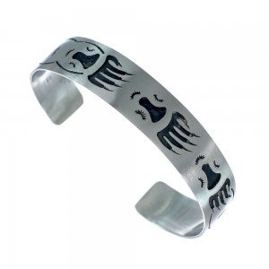 Native American Navajo Bear Paw Sterling Silver Cuff Bracelet JX130599