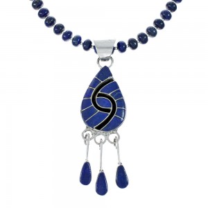 Native American Lapis Inlay And Sterling Silver Bead Necklace Set JX130654