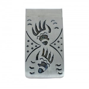 Native American Genuine Sterling Silver Bear Paw Money Clip JX130727