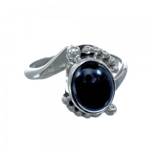 Native American Onyx Sterling Silver Ring Size 8 JX130767