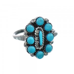 Native American Zuni Sterling Silver Turquoise Ring Size 8-1/4 JX130798