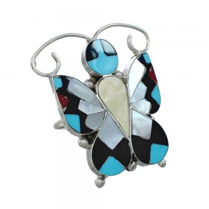 Genuine Sterling Silver Zuni Multicolor Butterfly Ring Size 8 JX130848