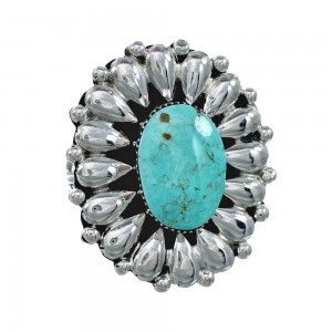 Navajo Genuine Sterling Silver Turquoise Ring Size 10-1/4 JX130787