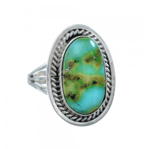 Native American Sterling Silver Sonoran Gold Turquoise Ring Size 6 JX130914