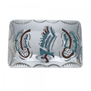 Turquoise And Coral Navajo Sterling Silver Feather Belt Buckle JX130983