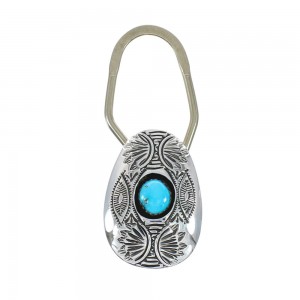 Native American Authentic Sterling Silver Turquoise Key Chain JX130994