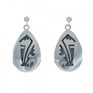 Native American Hopi Sterling Silver Post Dangle Earrings JX131067