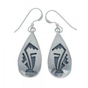 Native American Hopi Sterling Silver Hook Dangle Earrings JX131068