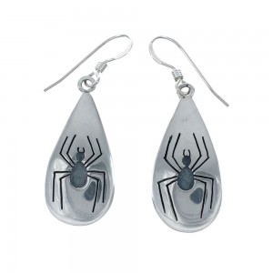 Hopi Sterling Silver Spider Hook Dangle Earrings JX131071