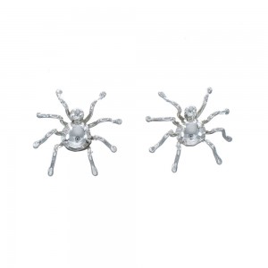 Navajo Authentic Sterling Silver Spider Post Stud Earrings JX131059
