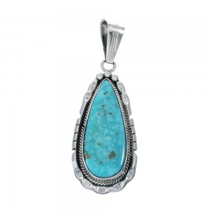 Turquoise Authentic Sterling Silver Navajo Pendant JX131176