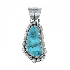 Turquoise Authentic Sterling Silver Navajo Pendant JX131193