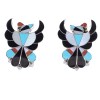 Sterling Silver Zuni Multicolor Inlay Thunderbird Post Earrings AX99017