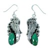 Malachite Authentic Sterling Silver Navajo Indian Leaf Hook Dangle Earrings RX105720